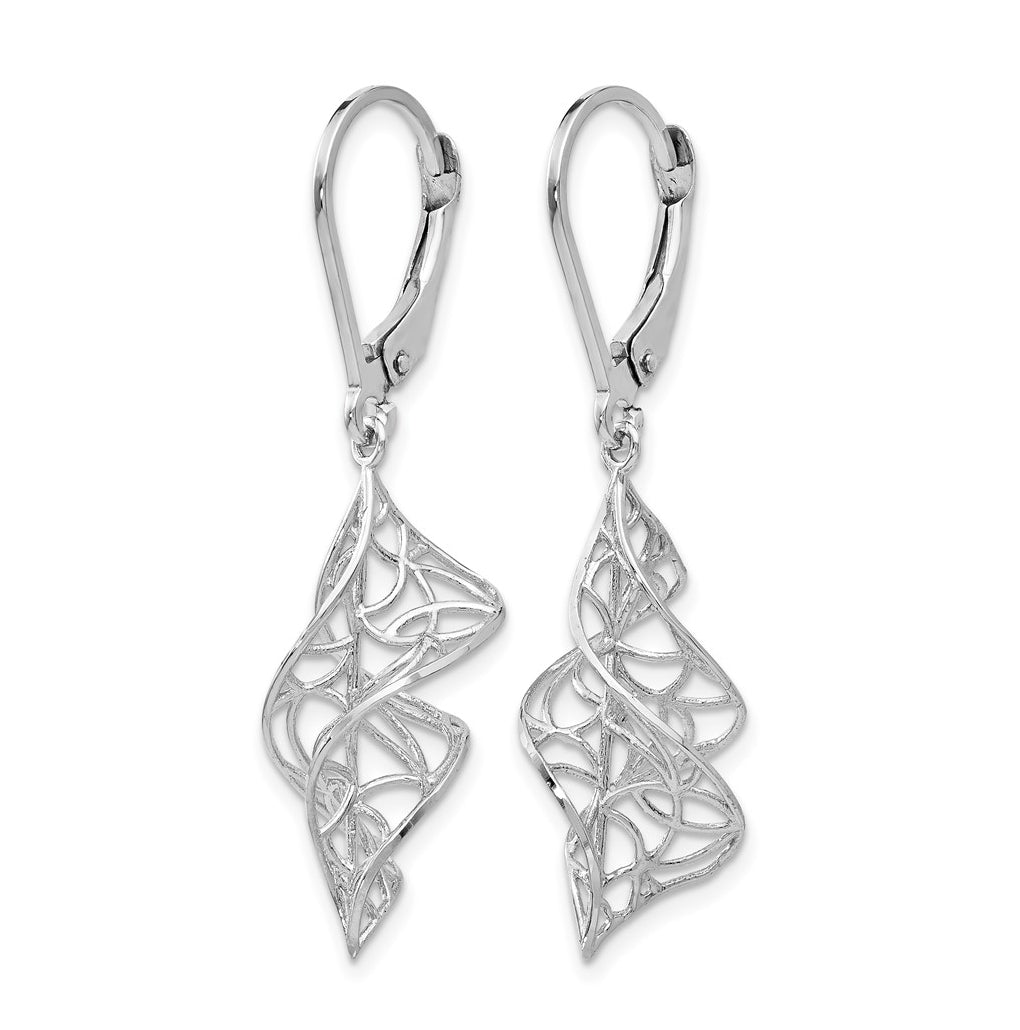 Leslie's 14K White Gold Textured Leverback Earrings – Elegant Jewelry Gift for Birthday, Anniversary, Engagement, Wedding