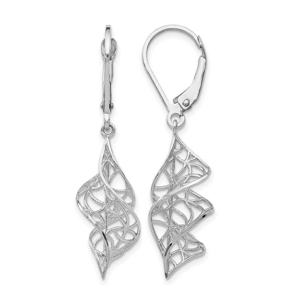 Leslie's 14K White Gold Textured Leverback Earrings – Elegant Jewelry Gift for Birthday, Anniversary, Engagement, Wedding