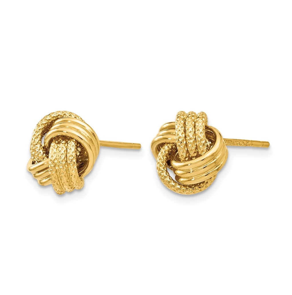 Leslie's 14K Yellow Gold Polished Textured Love Knot Earrings – Elegant Jewelry Gift for Birthday, Anniversary, Engagement, Wedding