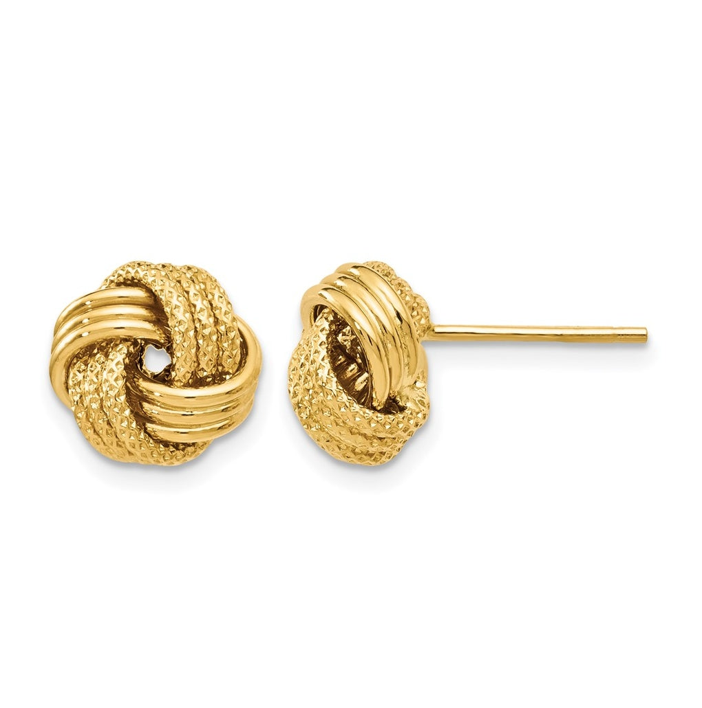 Leslie's 14K Yellow Gold Polished Textured Love Knot Earrings – Elegant Jewelry Gift for Birthday, Anniversary, Engagement, Wedding