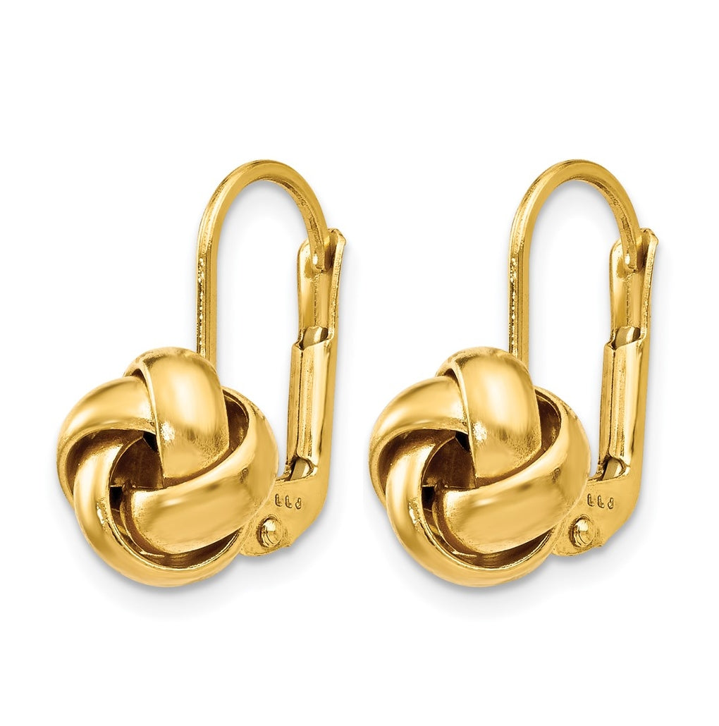 Leslie's 14K Yellow Gold Polished Love Knot Leverback Earrings – Elegant Jewelry Gift for Birthday, Anniversary, Engagement, Wedding