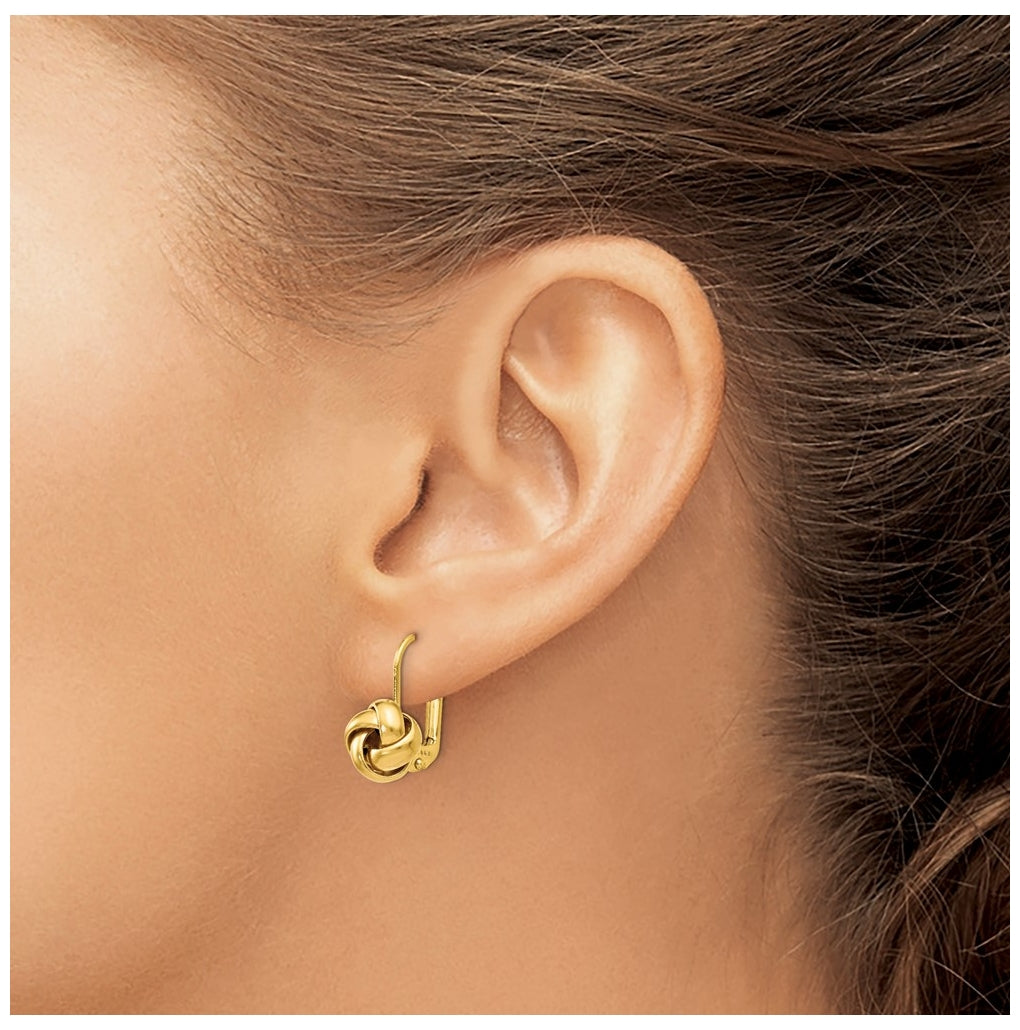 Leslie's 14K Yellow Gold Polished Love Knot Leverback Earrings – Elegant Jewelry Gift for Birthday, Anniversary, Engagement, Wedding