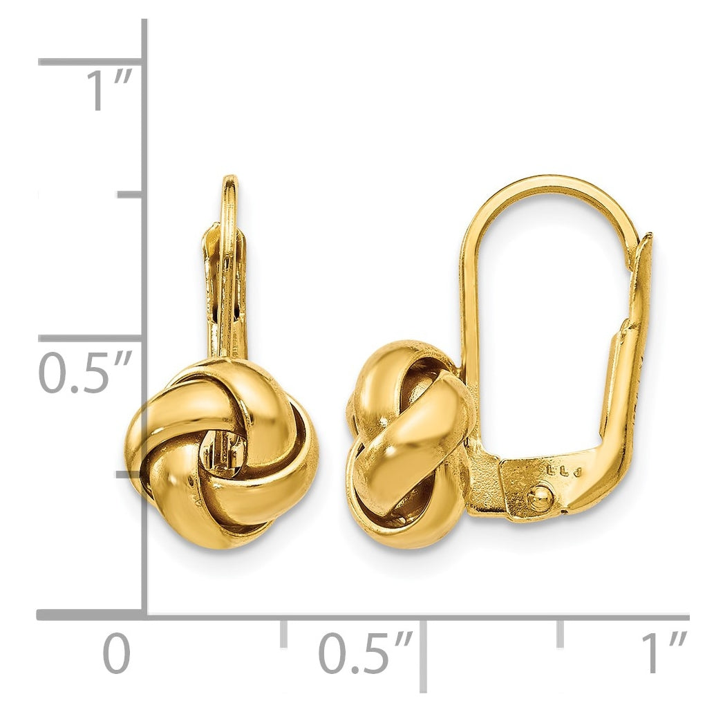 Leslie's 14K Yellow Gold Polished Love Knot Leverback Earrings – Elegant Jewelry Gift for Birthday, Anniversary, Engagement, Wedding