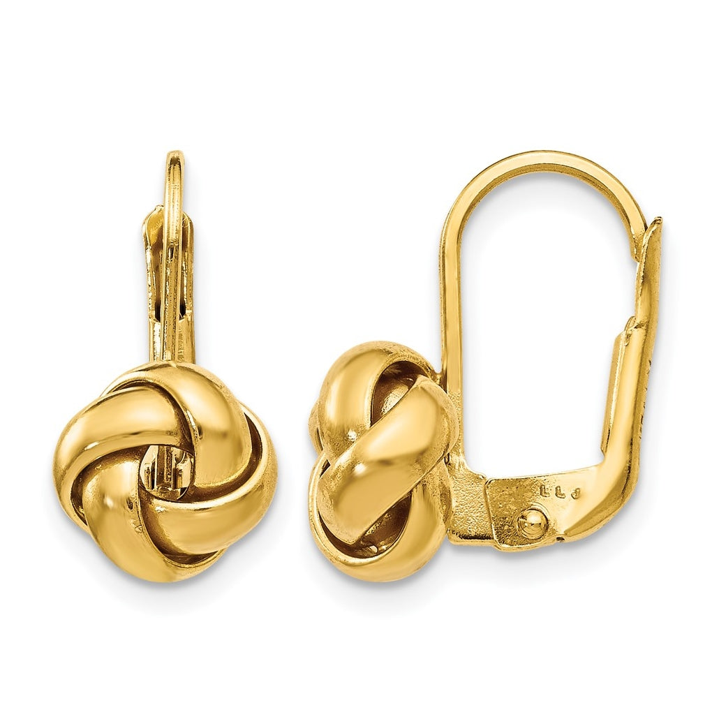 Leslie's 14K Yellow Gold Polished Love Knot Leverback Earrings – Elegant Jewelry Gift for Birthday, Anniversary, Engagement, Wedding