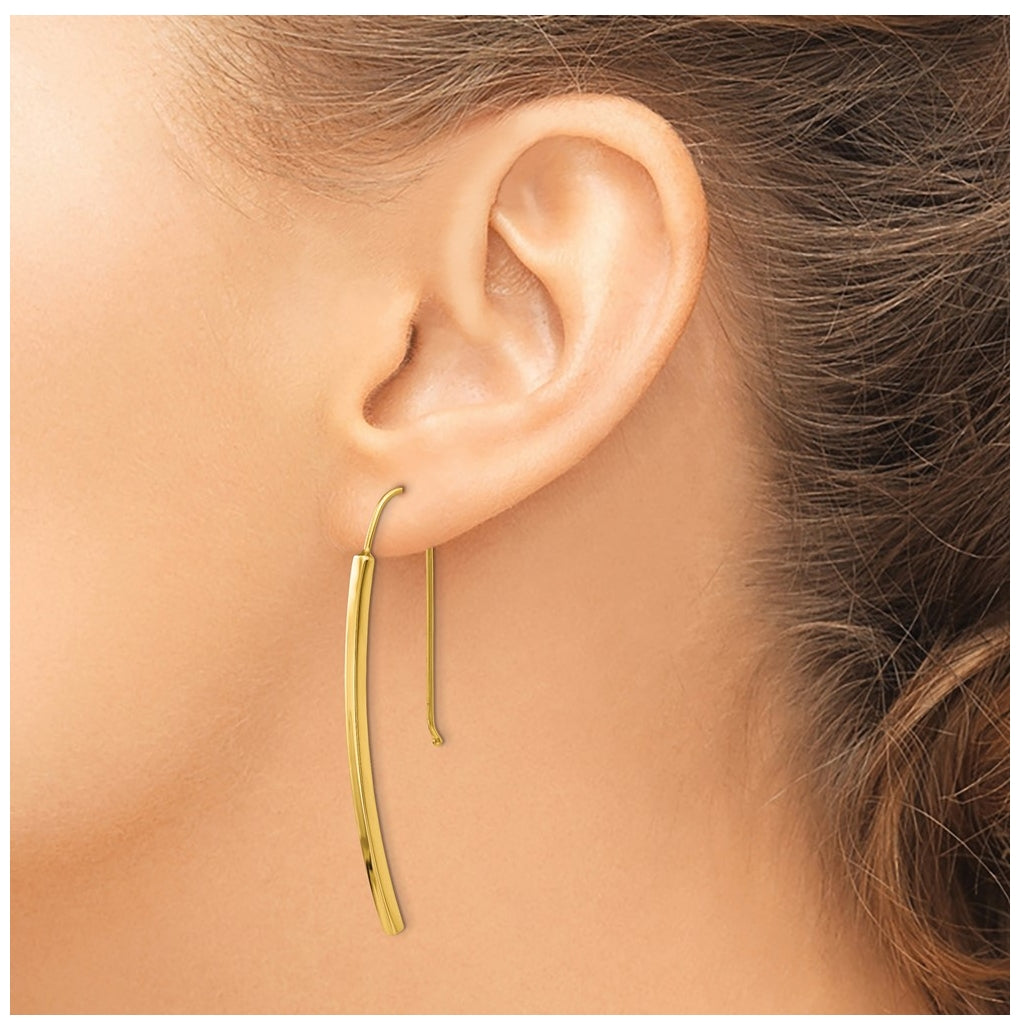 Leslie's 14K Yellow Gold Polished Dangle Bar Earrings – Elegant Jewelry Gift for Birthday, Anniversary, Engagement, Wedding