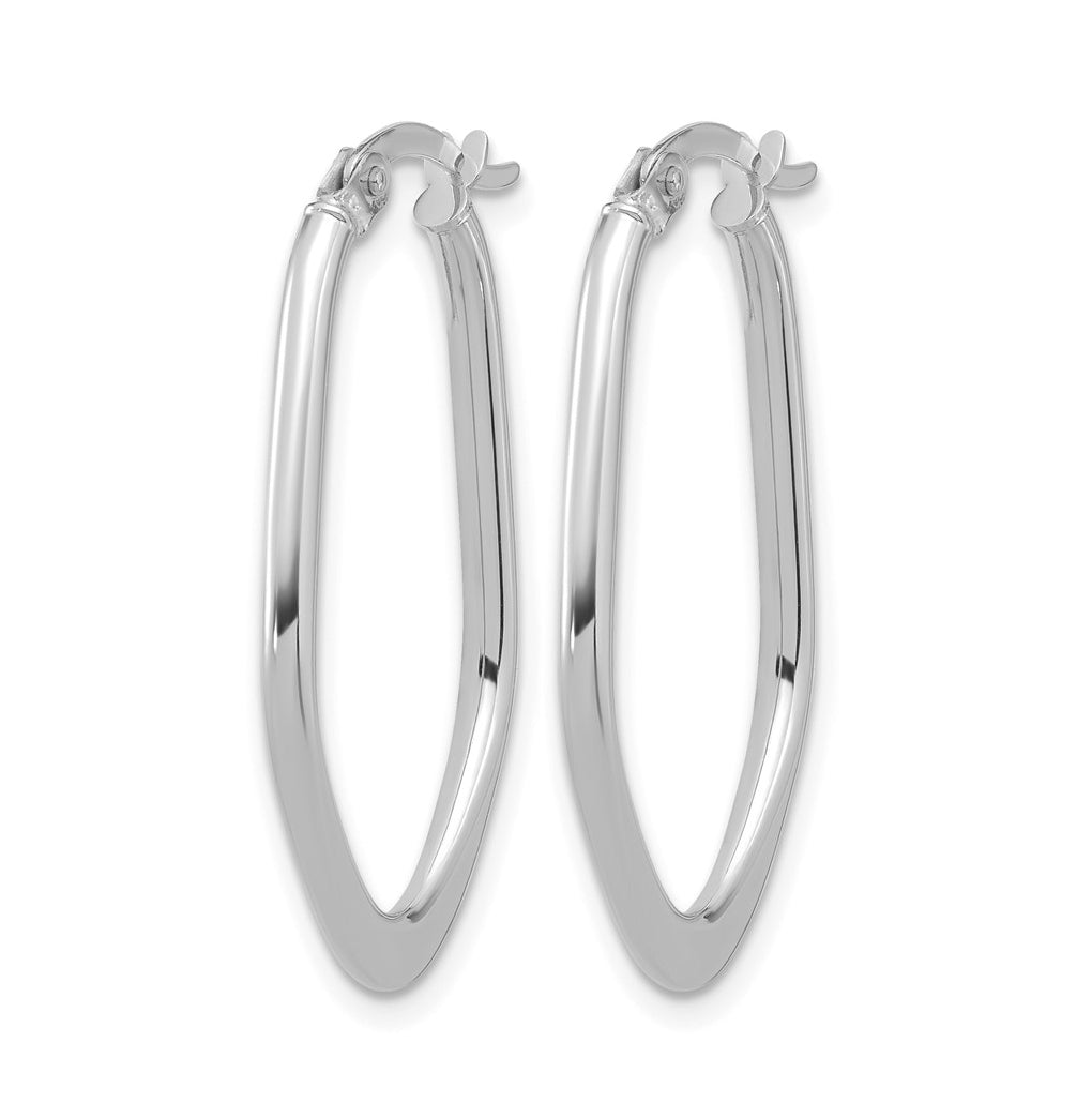 14K White Gold Polished Oval Hoop Earrings