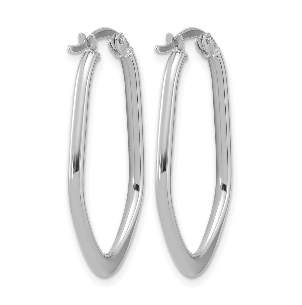14K White Gold Polished Oval Hoop Earrings