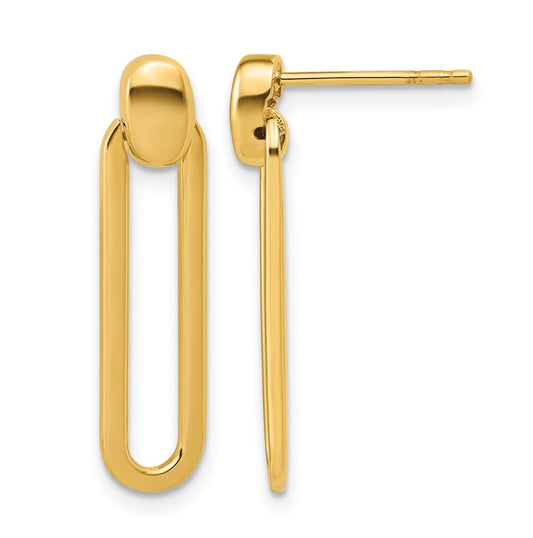 14k Yellow Gold Polished Link Dangle Post Earrings
