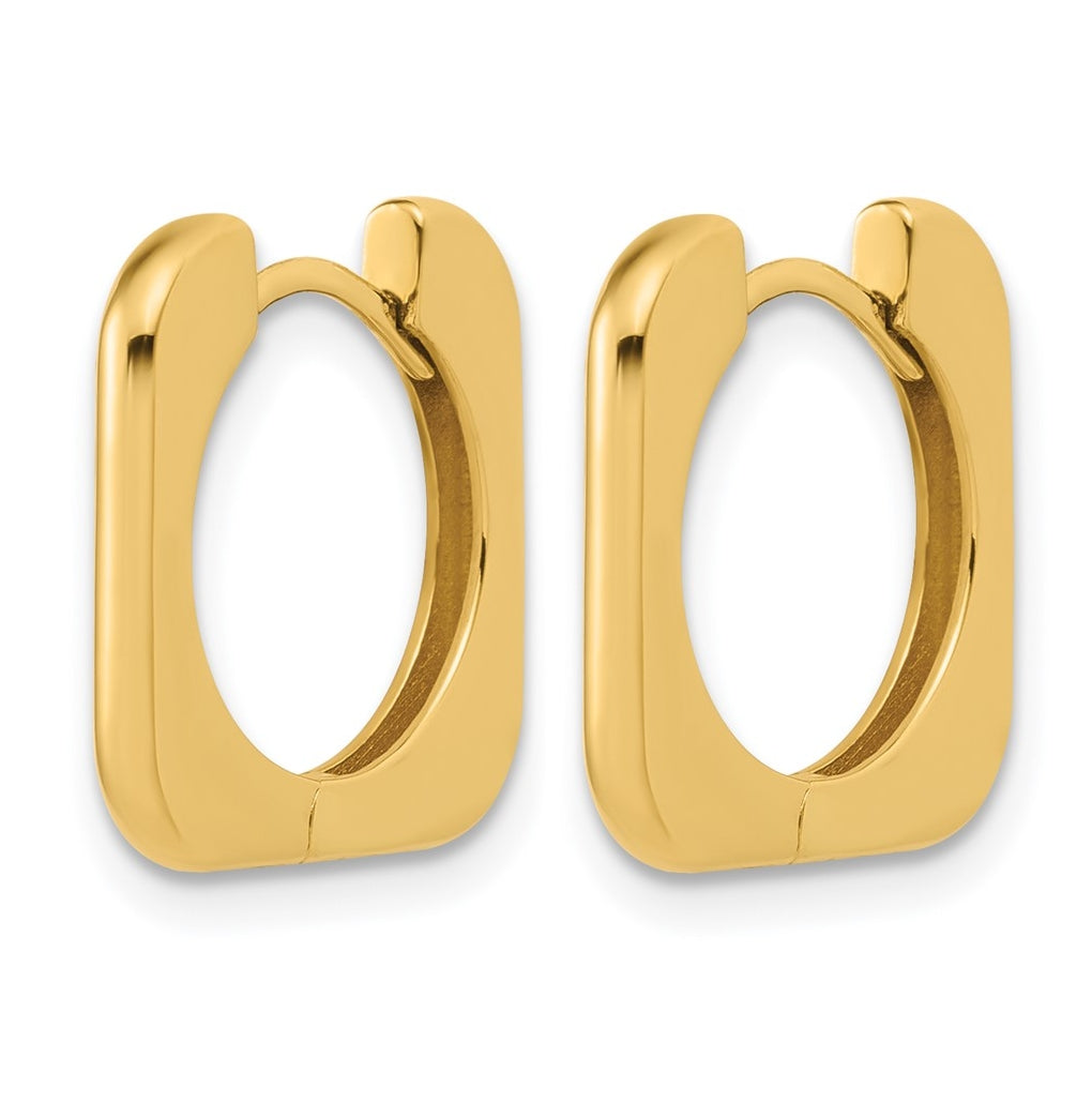 14k Yellow Gold Polished Square Hinged Hoop Earrings