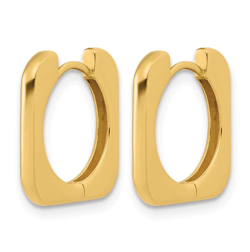 14k Yellow Gold Polished Square Hinged Hoop Earrings