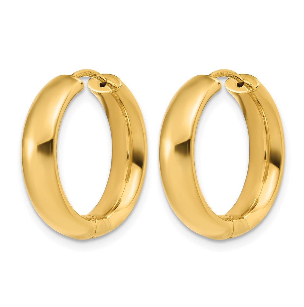 14k Yellow Gold Polished Hinged Hoop Earrings