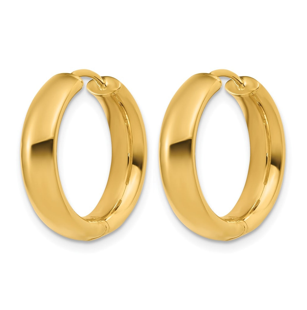 14k Yellow Gold Polished Hinged Hoop Earrings