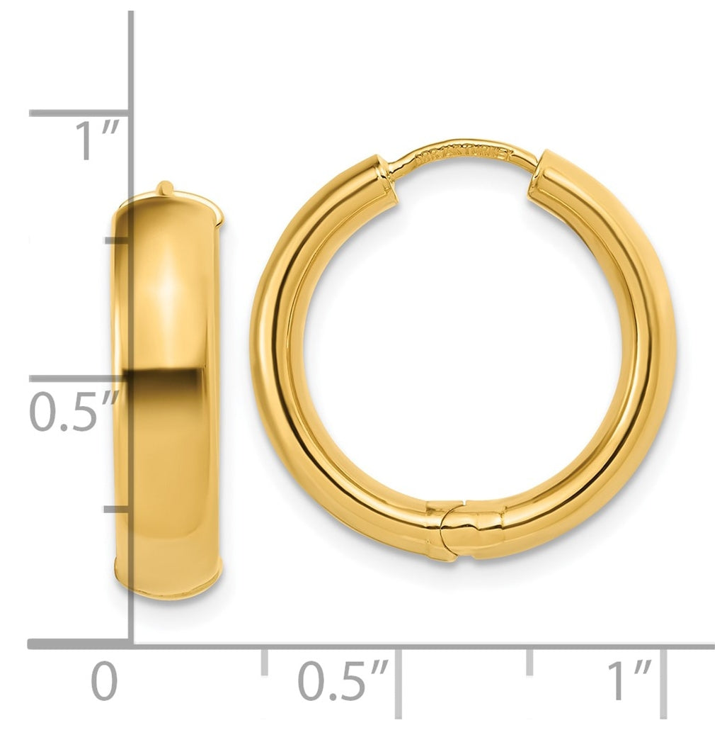 14k Yellow Gold Polished Hinged Hoop Earrings