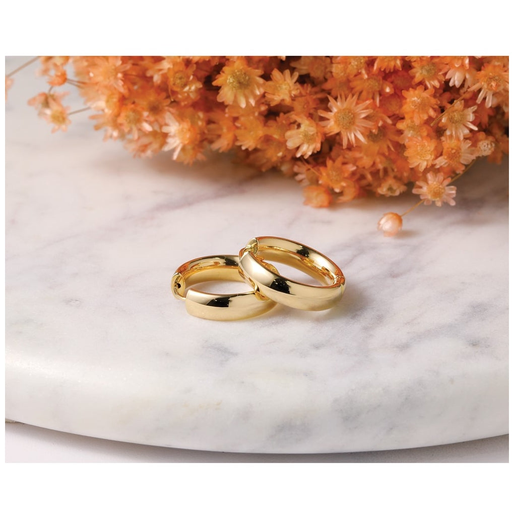 14k Yellow Gold Polished Hinged Hoop Earrings
