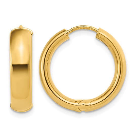 14k Yellow Gold Polished Hinged Hoop Earrings