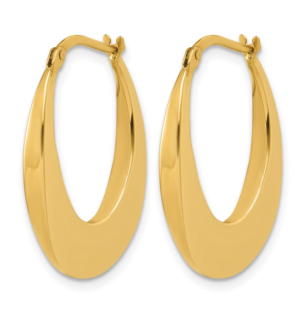 14k Yellow Gold Polished Fancy Oval Hoop Earrings
