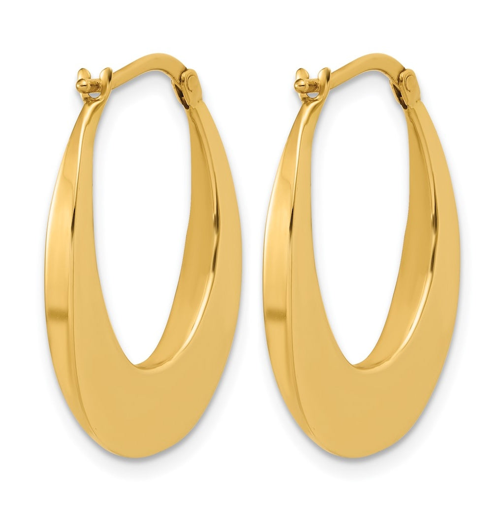 14k Yellow Gold Polished Fancy Oval Hoop Earrings