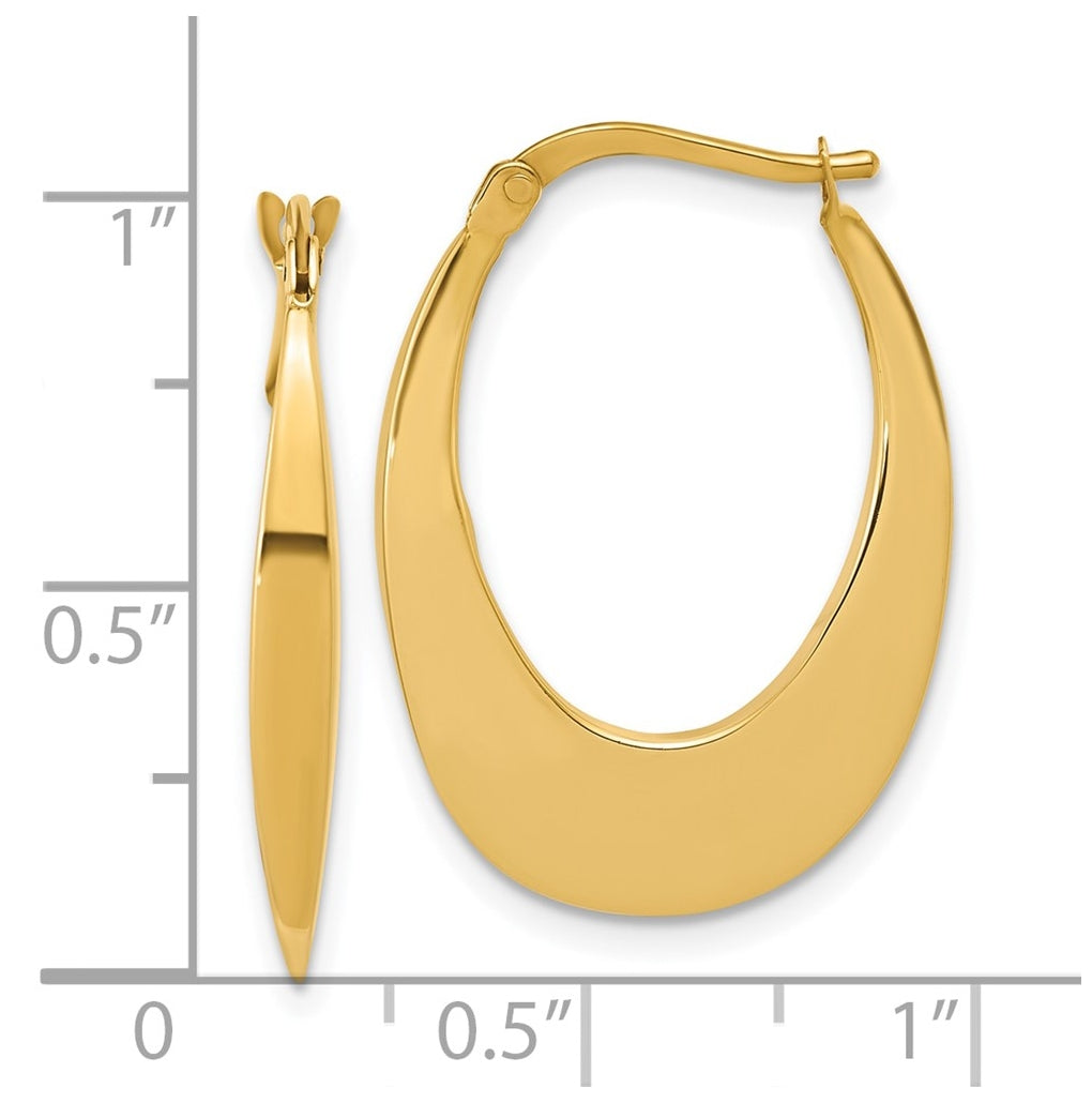 14k Yellow Gold Polished Fancy Oval Hoop Earrings