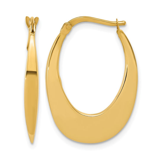 14k Yellow Gold Polished Fancy Oval Hoop Earrings