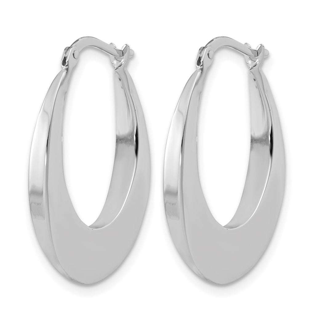 14K White Gold Polished Fancy Oval Hoop Earrings