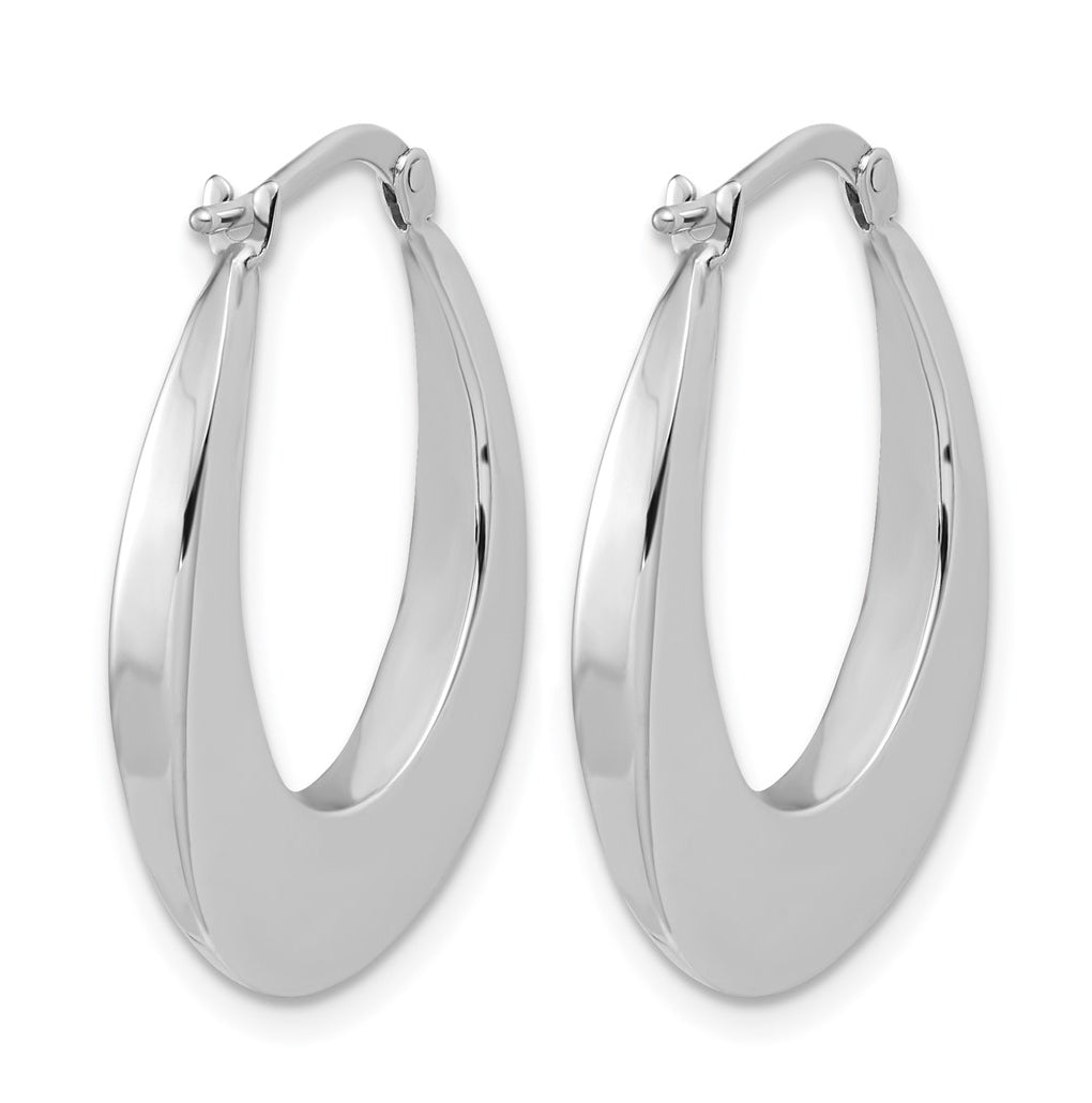 14K White Gold Polished Fancy Oval Hoop Earrings