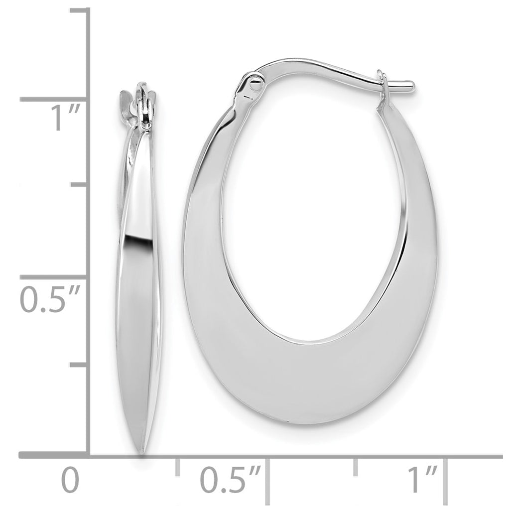14K White Gold Polished Fancy Oval Hoop Earrings