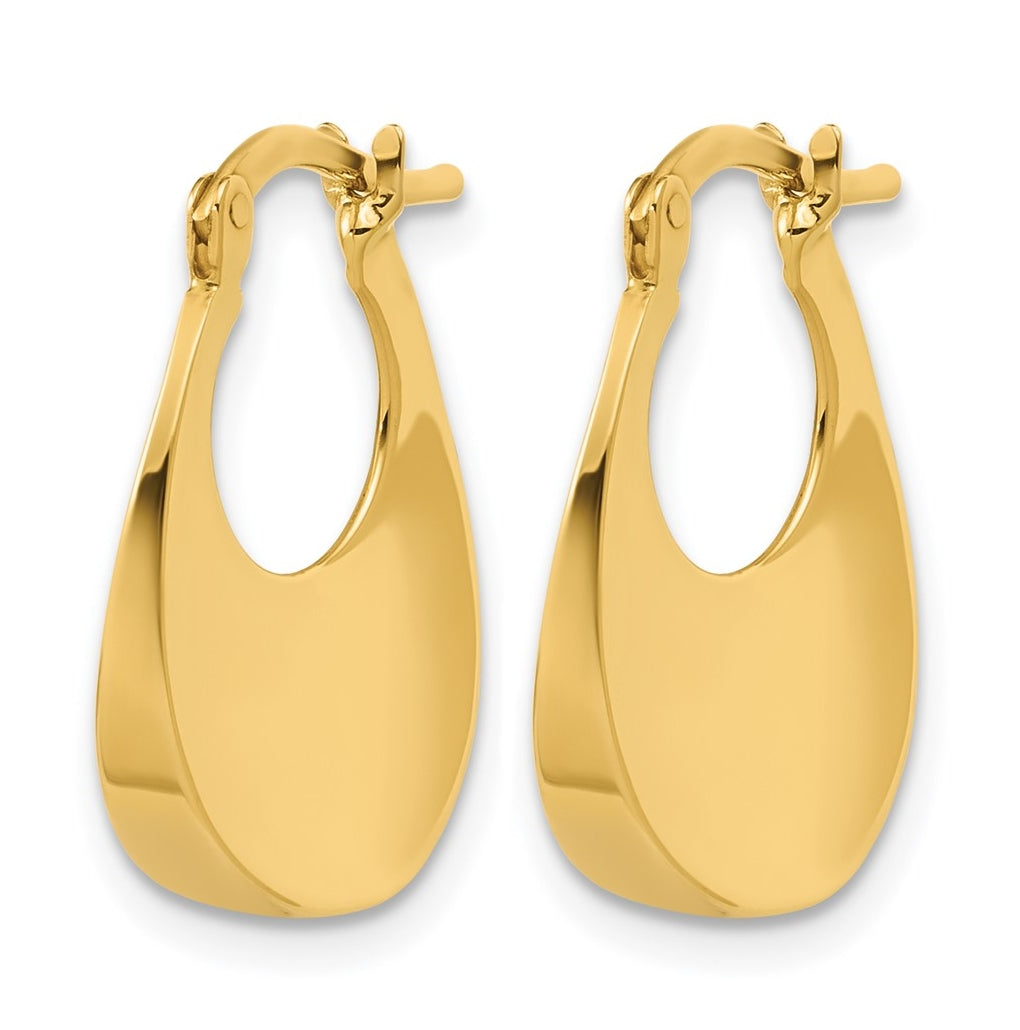 14k Yellow Gold Polished Fancy Oval Hoop Earrings