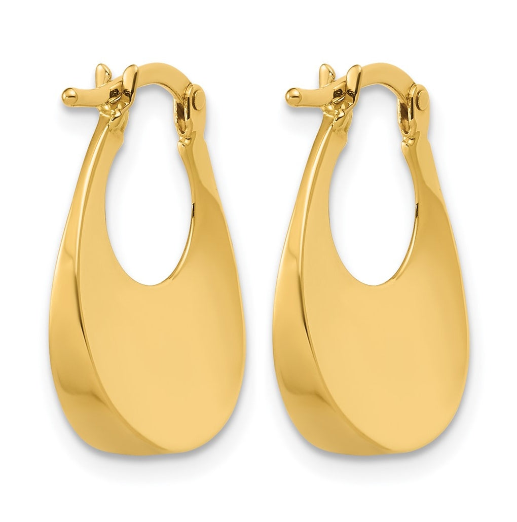 14k Yellow Gold Polished Fancy Oval Hoop Earrings