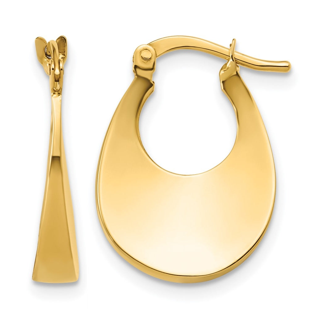 14k Yellow Gold Polished Fancy Oval Hoop Earrings