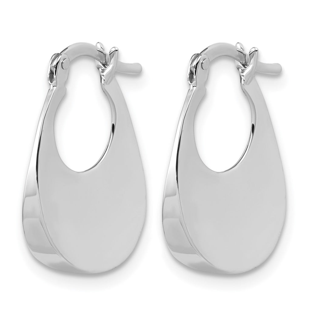 14K White Gold Polished Fancy Oval Hoop Earrings