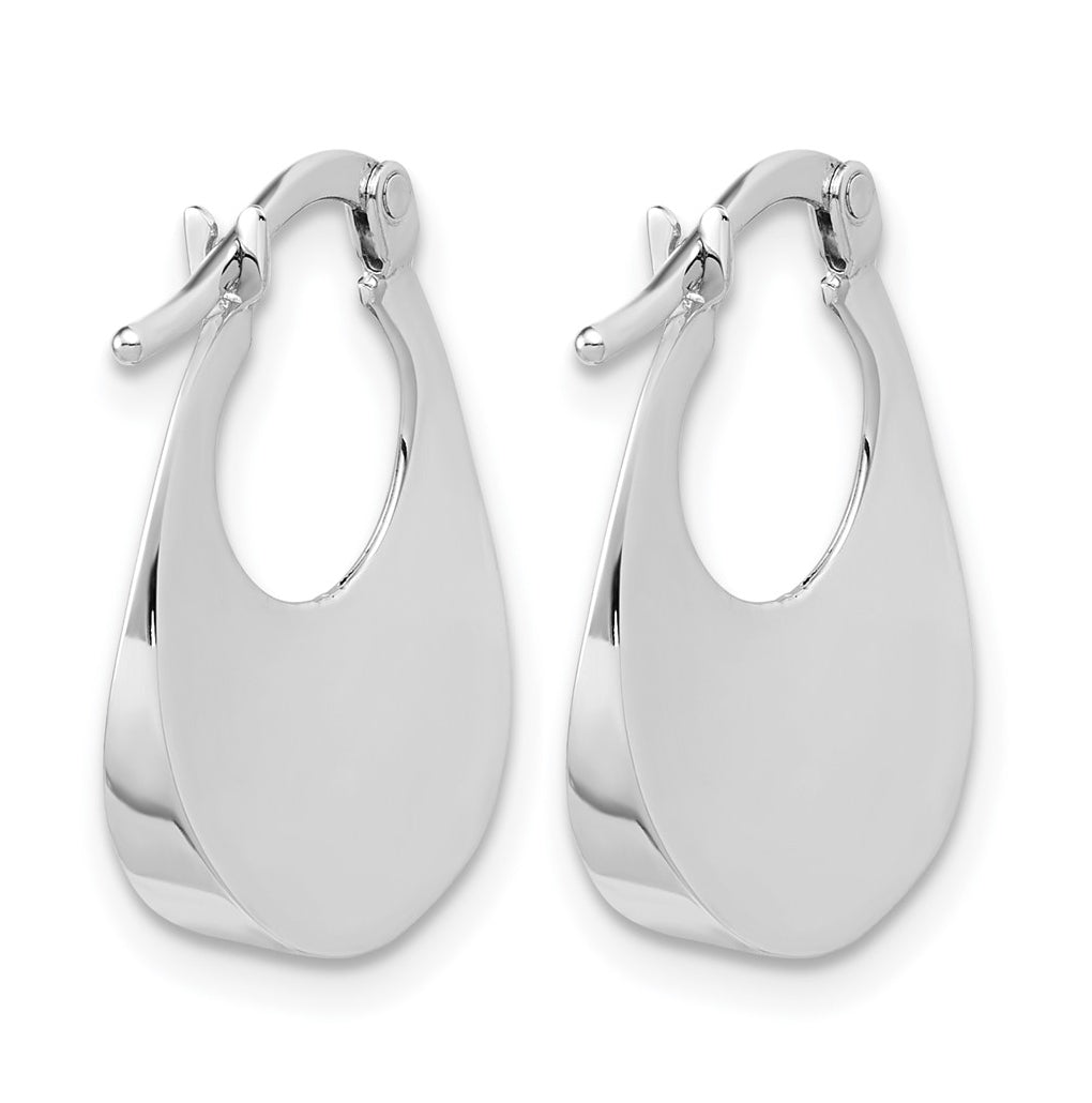 14K White Gold Polished Fancy Oval Hoop Earrings