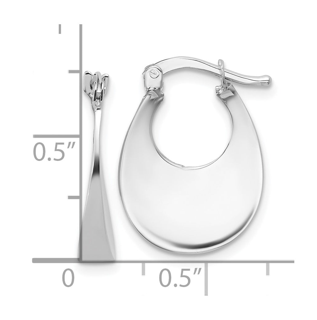 14K White Gold Polished Fancy Oval Hoop Earrings