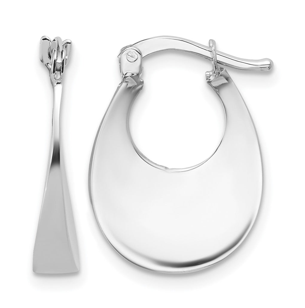 14K White Gold Polished Fancy Oval Hoop Earrings