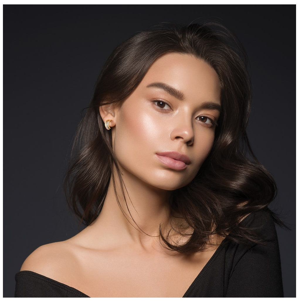 14k Yellow Gold w/Rhod/Rose Gold-plat Polished/Twisted J-Hoop Post Earrings