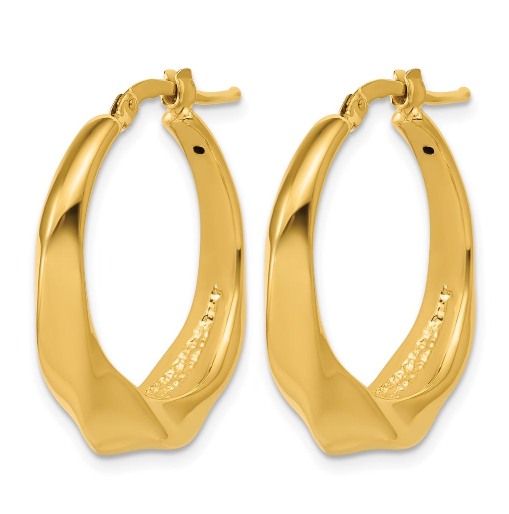 14k Yellow Gold Polished Twisted Hollow Hoop Earrings