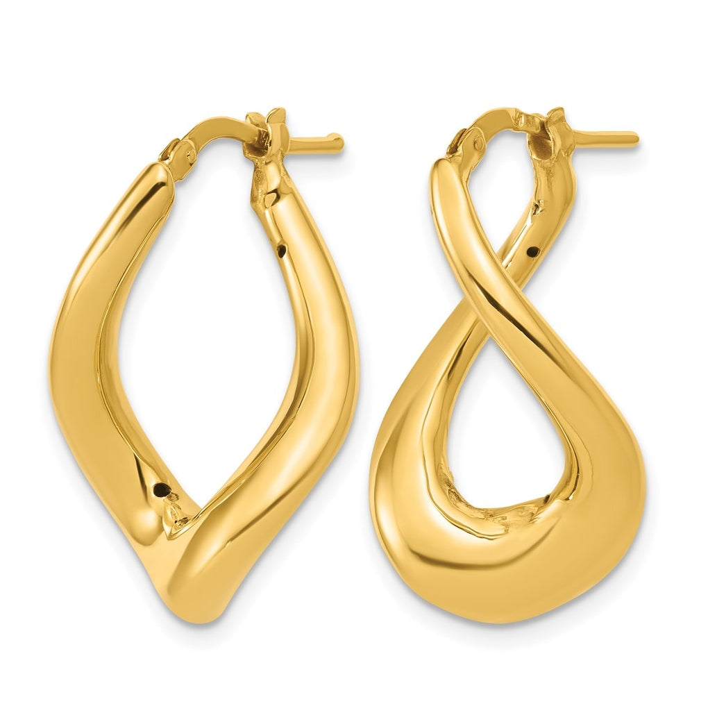 14k Yellow Gold Polished Twist Hoop Earrings