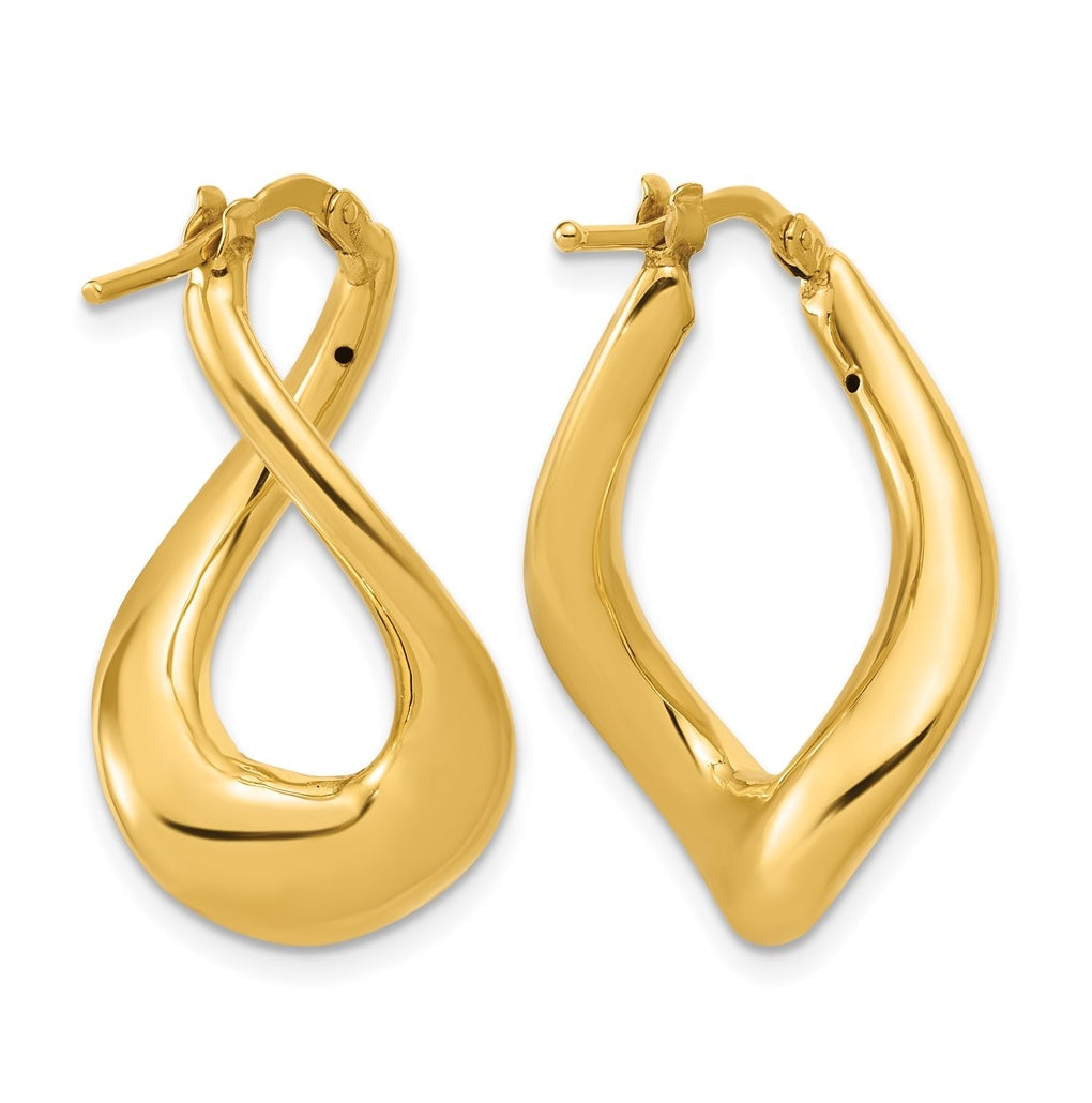 14k Yellow Gold Polished Twist Hoop Earrings