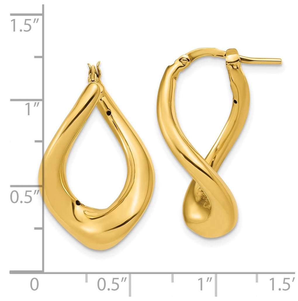 14k Yellow Gold Polished Twist Hoop Earrings