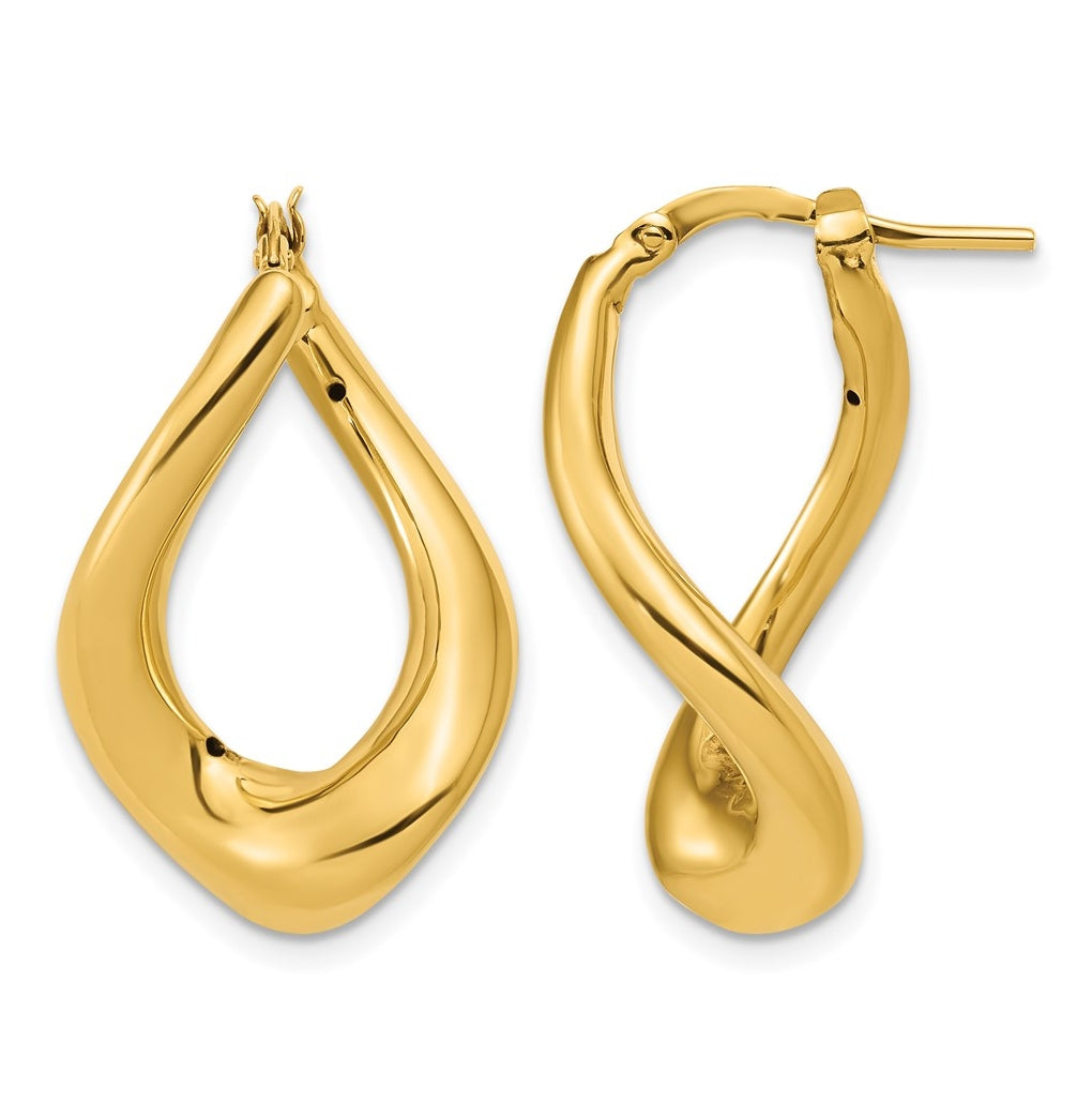 14k Yellow Gold Polished Twist Hoop Earrings