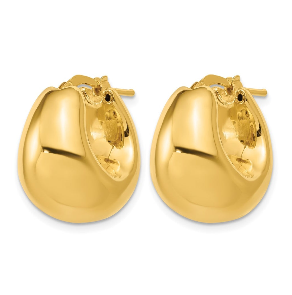 14k Yellow Gold Polished Hollow Puff Hoop Earrings