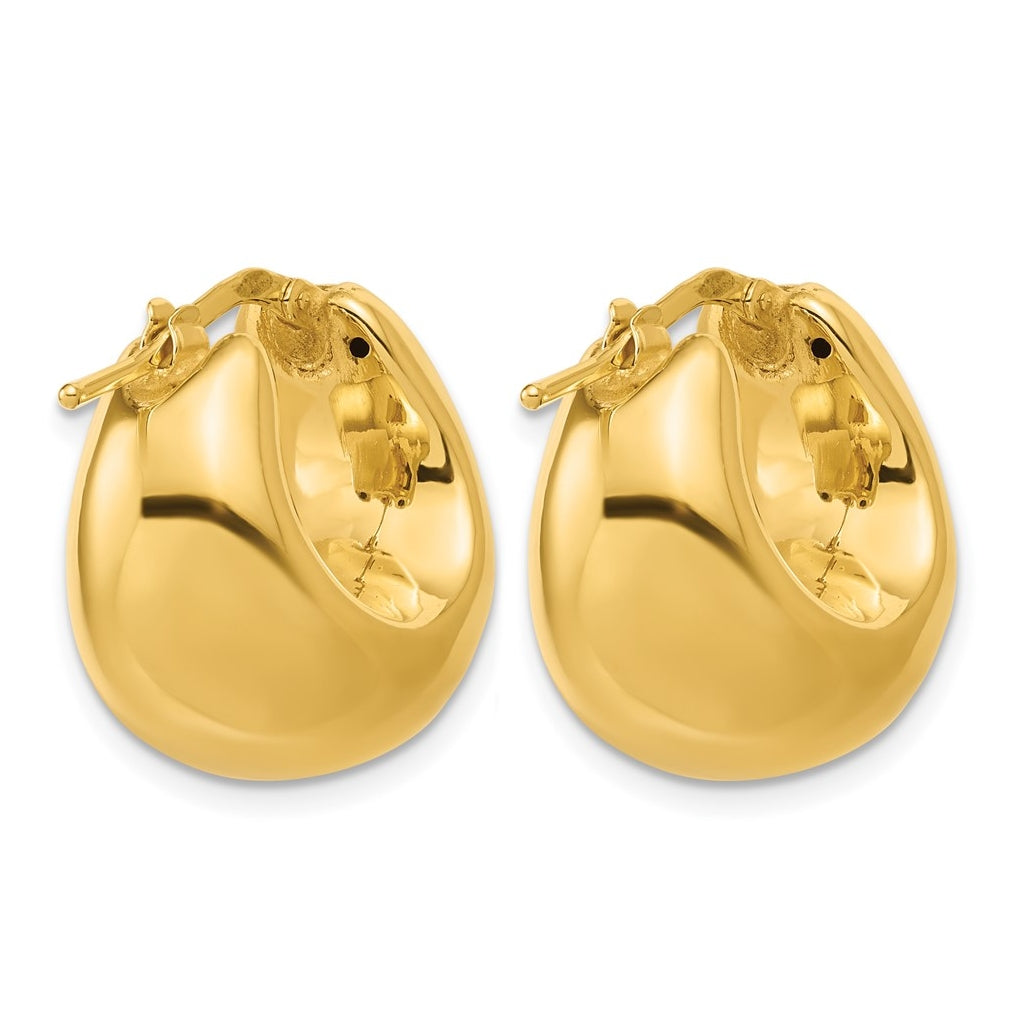 14k Yellow Gold Polished Hollow Puff Hoop Earrings