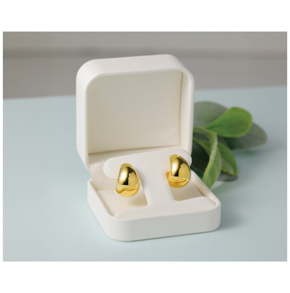 14k Yellow Gold Polished Hollow Puff Hoop Earrings