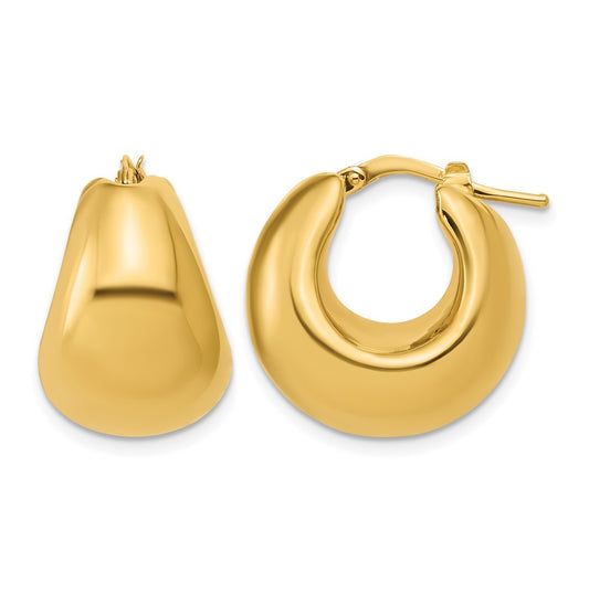 14k Yellow Gold Polished Hollow Puff Hoop Earrings