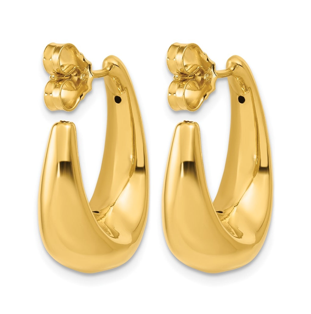 14k Yellow Gold Polished Hollow J-Hoop Post Earrings