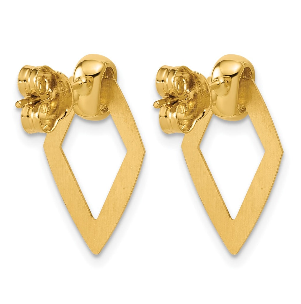 14k Yellow Gold Polished Diamond shape Dangle Post Earrings