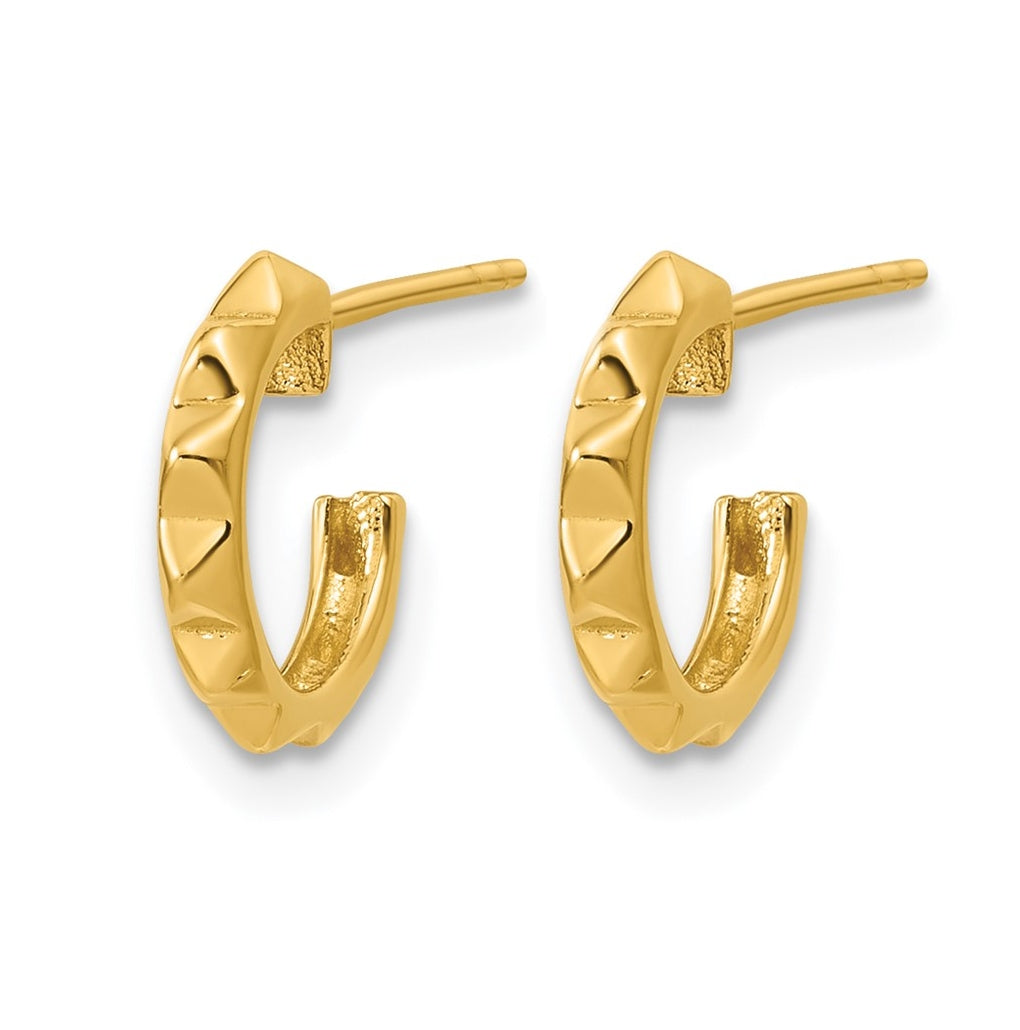 14k Yellow Gold Polished Geometric C-Hoop Post Earrings
