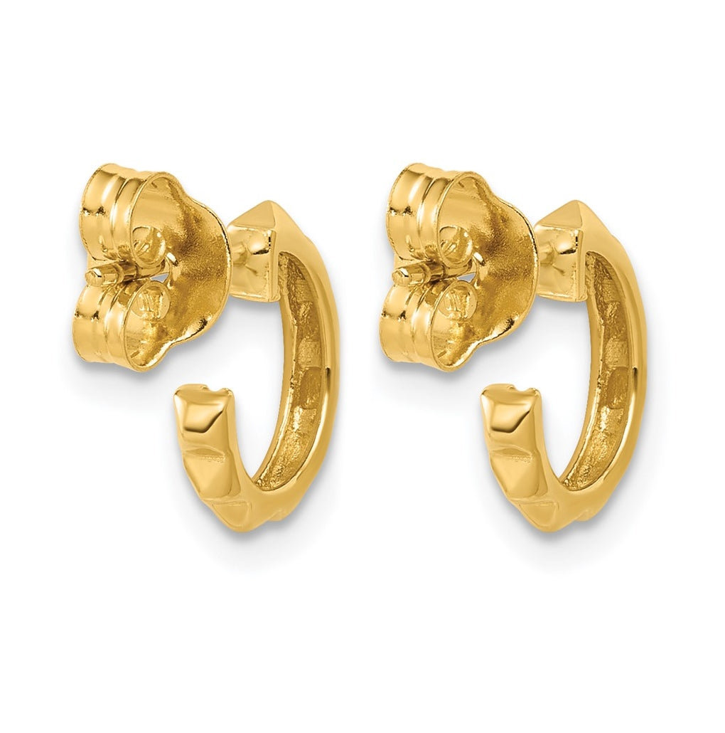 14k Yellow Gold Polished Geometric C-Hoop Post Earrings