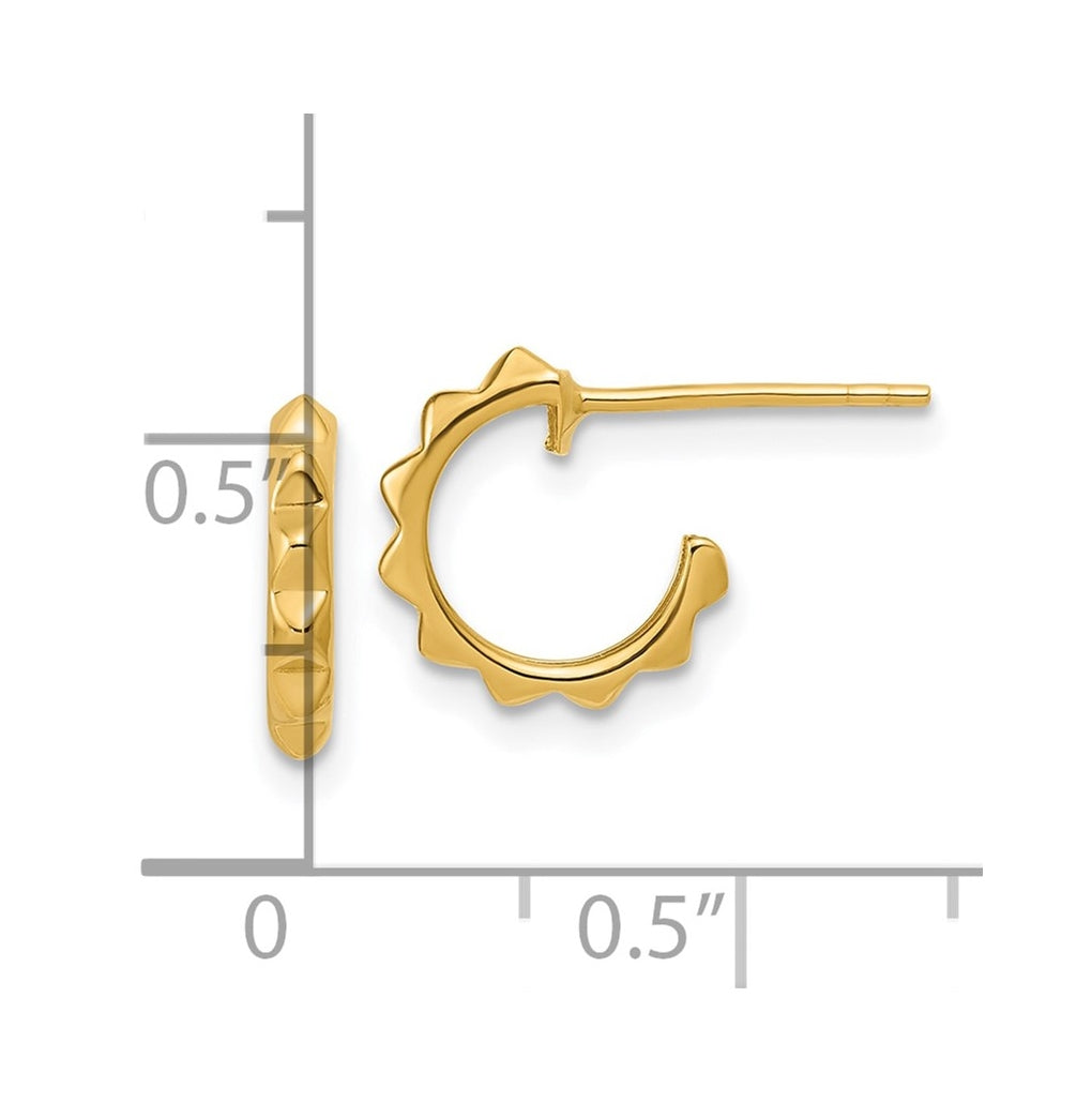 14k Yellow Gold Polished Geometric C-Hoop Post Earrings