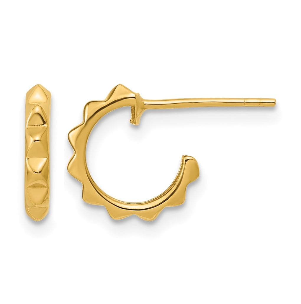 14k Yellow Gold Polished Geometric C-Hoop Post Earrings