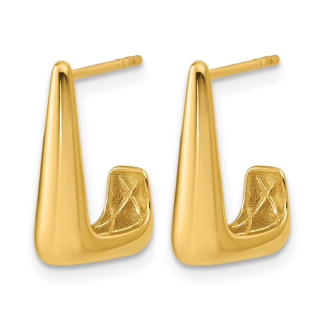 14k Yellow Gold Polished J-Hoop Post Earrings